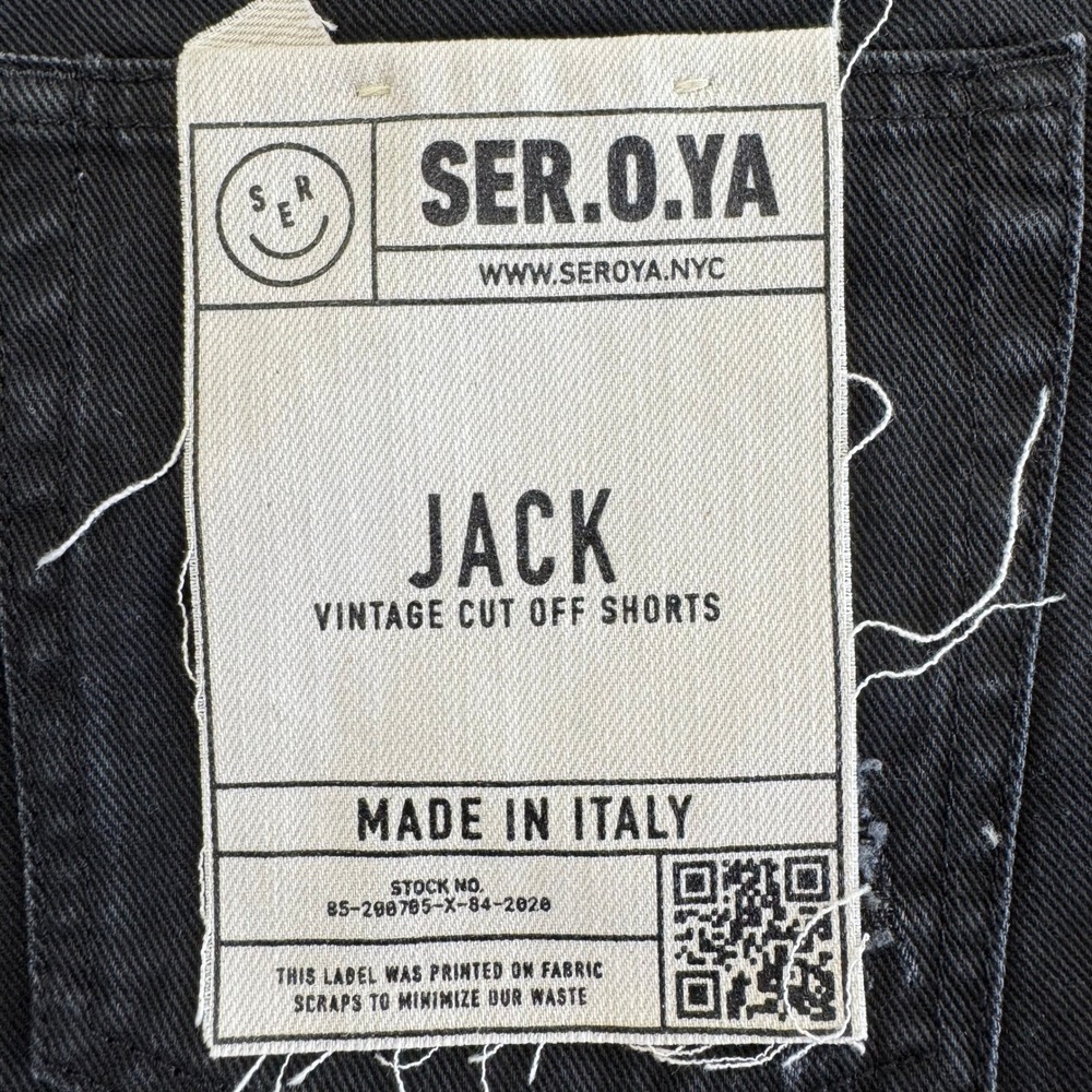 SER.O.YA Jack Distressed Denim Shorts Size 30 Black Made Italy NWT - Picture 4 of 13